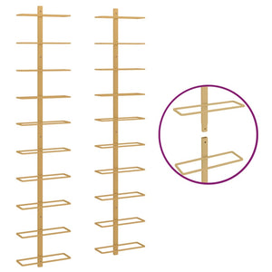 Portavini da Parete per 10 Bottiglie 2 pz Dorato in Metallo 340907
