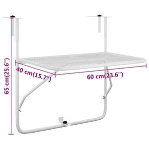 Tavolo da Balcone Bianco 60x40 cm in Acciaio cod mxl 34527