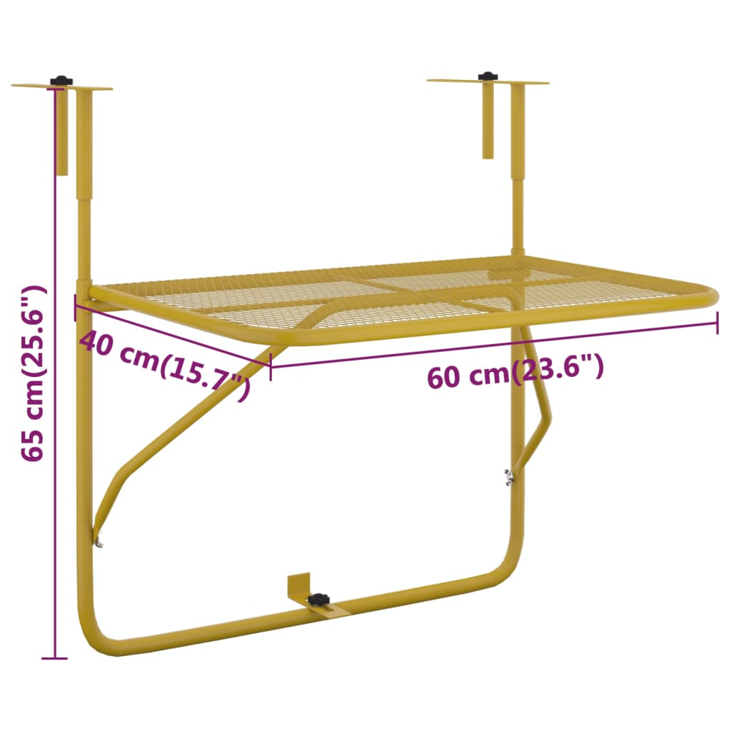 Tavolo da Balcone Oro 60x40 cm in Acciaio cod mxl 34386