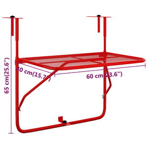 Tavolo da Balcone Rosso 60x40 cm in Acciaio cod mxl 42031