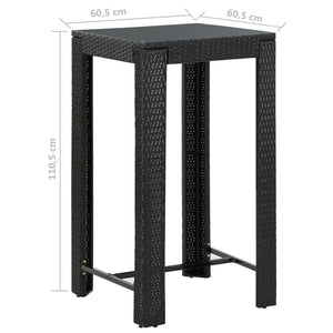 Set Bar da Giardino 3 pz con Cuscini Polyrattan Nero cod mxl 42901