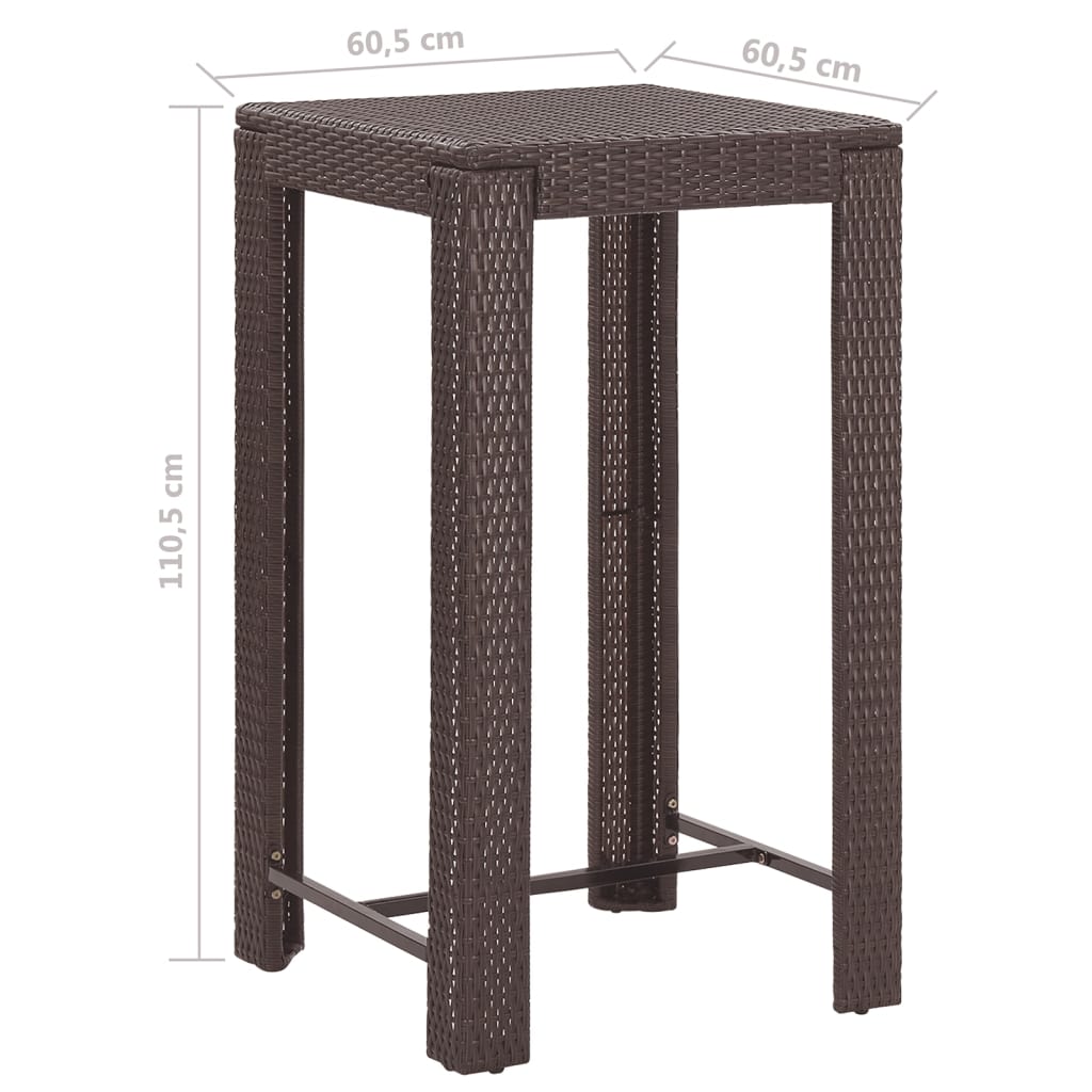 Set da Bar da Giardino 5 pz con Cuscini in Polyrattan Marrone cod mxl 43626