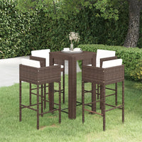 Set da Bar da Giardino 5 pz con Cuscini in Polyrattan Marrone 3094780