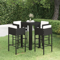 Set Bar da Giardino 5 pz con Cuscini Polyrattan Nero 3094781