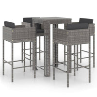 Set da Bar da Giardino 5 pz con Cuscini in Polyrattan Grigio 3094782