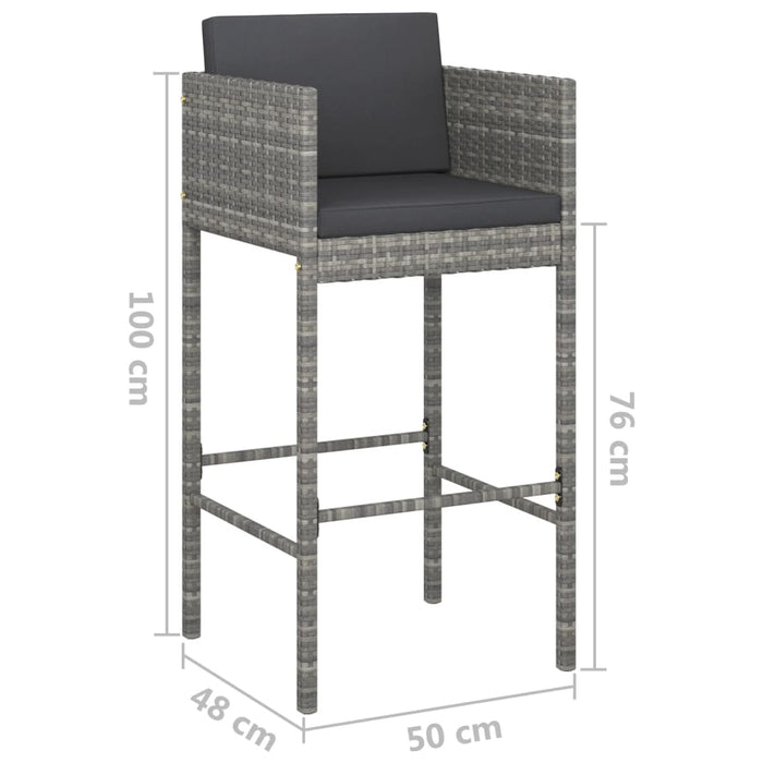 Set da Bar da Giardino 5 pz con Cuscini in Polyrattan Grigio 3094782