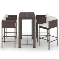 Set da Bar da Giardino 5 pz con Cuscini in Polyrattan Marrone 3094783