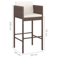 Set da Bar da Giardino 5 pz con Cuscini in Polyrattan Marrone 3094783