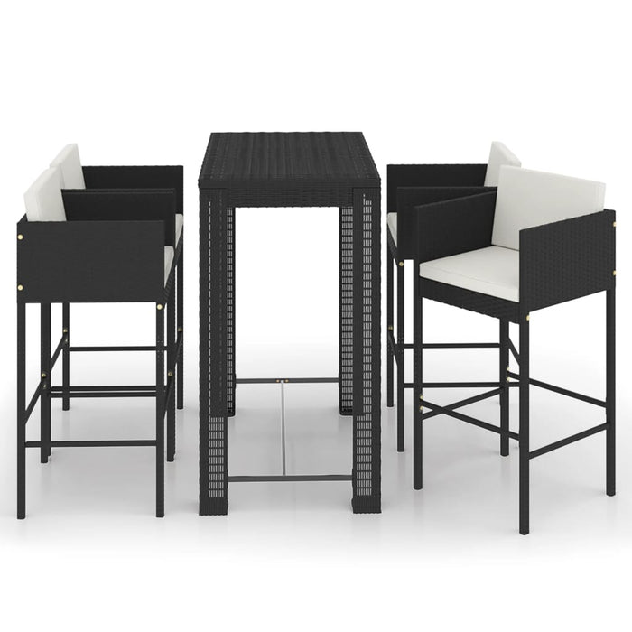 Set Bar da Giardino 5 pz con Cuscini Polyrattan Nero 3094784