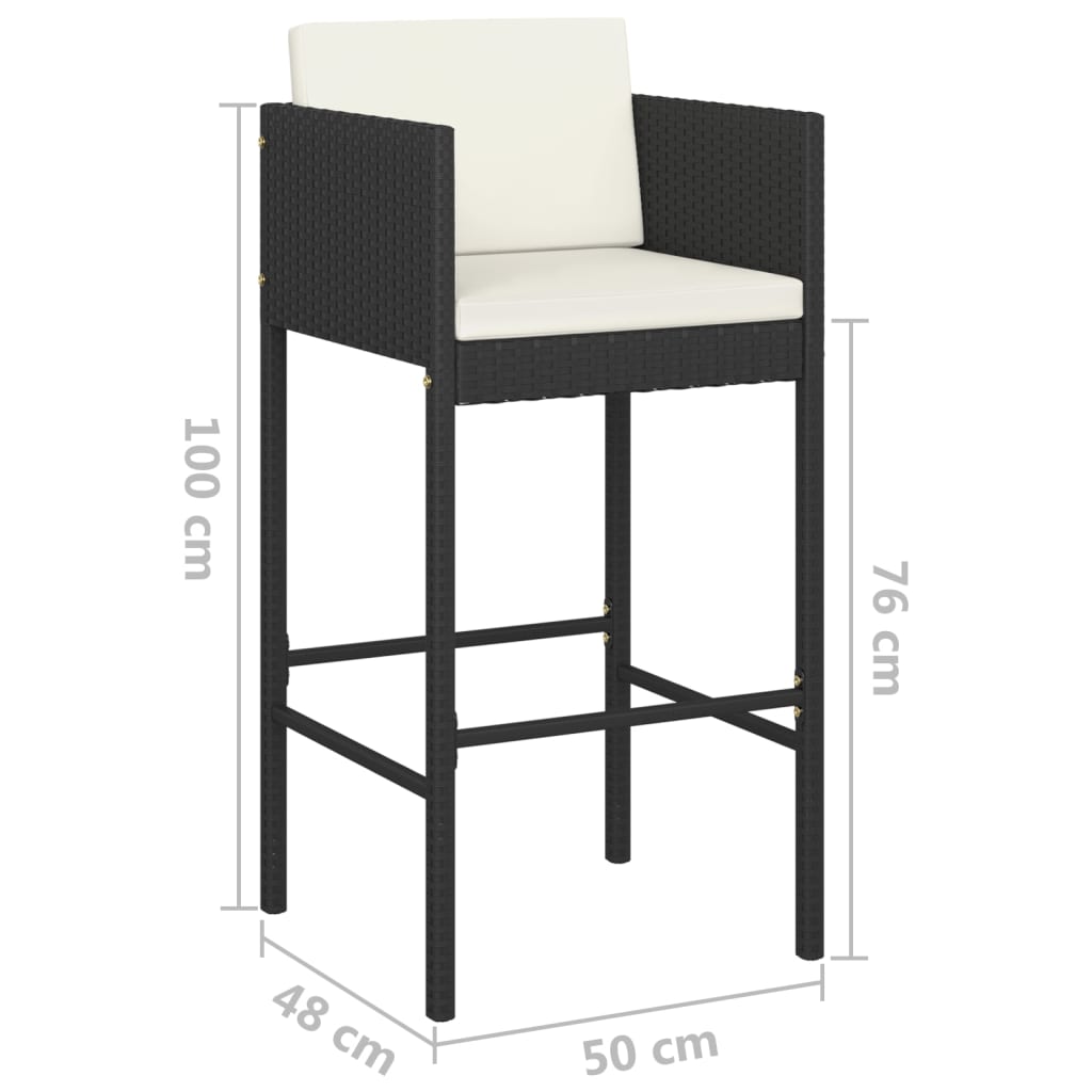 Set Bar da Giardino 5 pz con Cuscini Polyrattan Nero 3094784