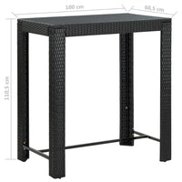 Set Bar da Giardino 5 pz con Cuscini Polyrattan Nero 3094784