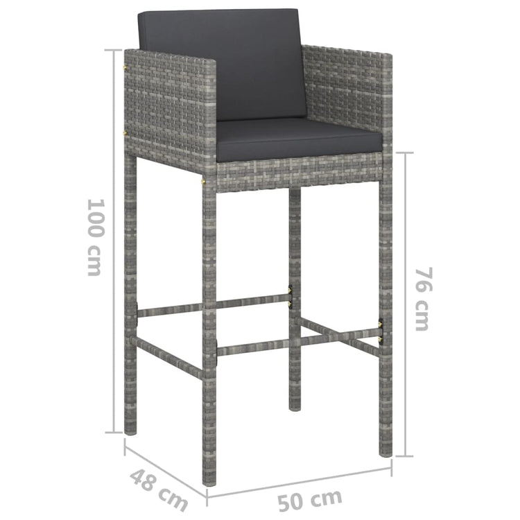 Set da Bar da Giardino 5 pz con Cuscini in Polyrattan Grigio cod mxl 44454