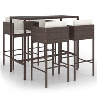 Set da Bar da Giardino 5 pz con Cuscini in Polyrattan Marrone cod mxl 37765