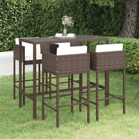 Set da Bar da Giardino 5 pz con Cuscini in Polyrattan Marrone 3094792