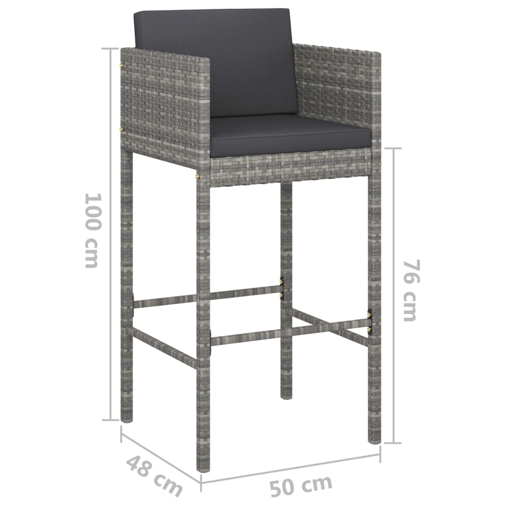 Set da Bar da Giardino 5 pz con Cuscini in Polyrattan Grigio cod mxl 41916