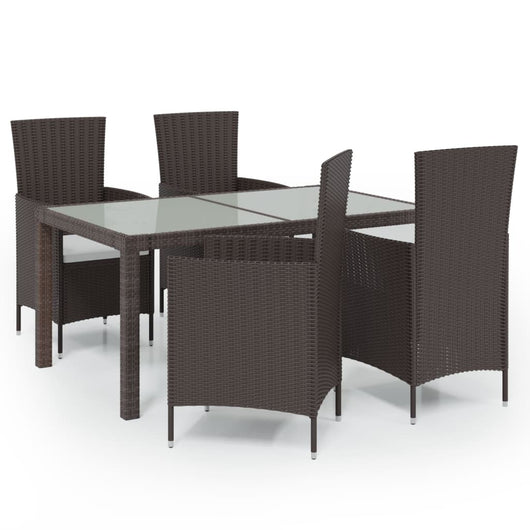 Set Mobili da Giardino 5 pz con Cuscini in Polyrattan Marrone cod mxl 38529