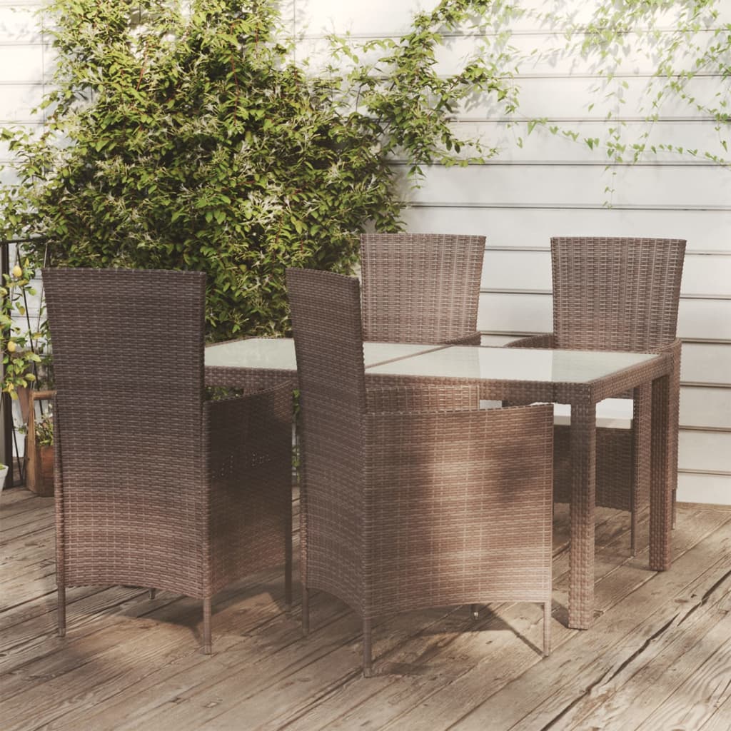 Set Mobili da Giardino 5 pz con Cuscini in Polyrattan Marrone cod mxl 38529