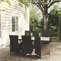 Set Mobili da Giardino 7 pz con Cuscini in Polyrattan Marrone 3094821