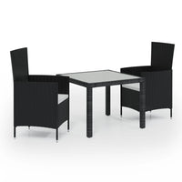 Set Mobili da Giardino 3 pz con Cuscini in Polyrattan Nero 3094825