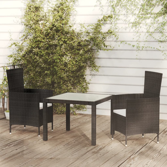 Set Mobili da Giardino 3 pz con Cuscini in Polyrattan Nero 3094825