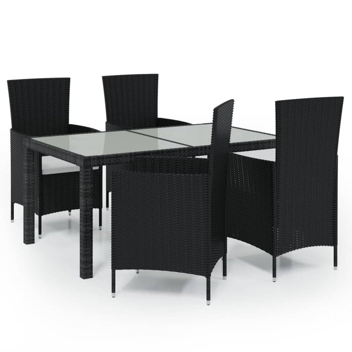 Set Mobili da Giardino 5 pz con Cuscini in Polyrattan Nero 3094827