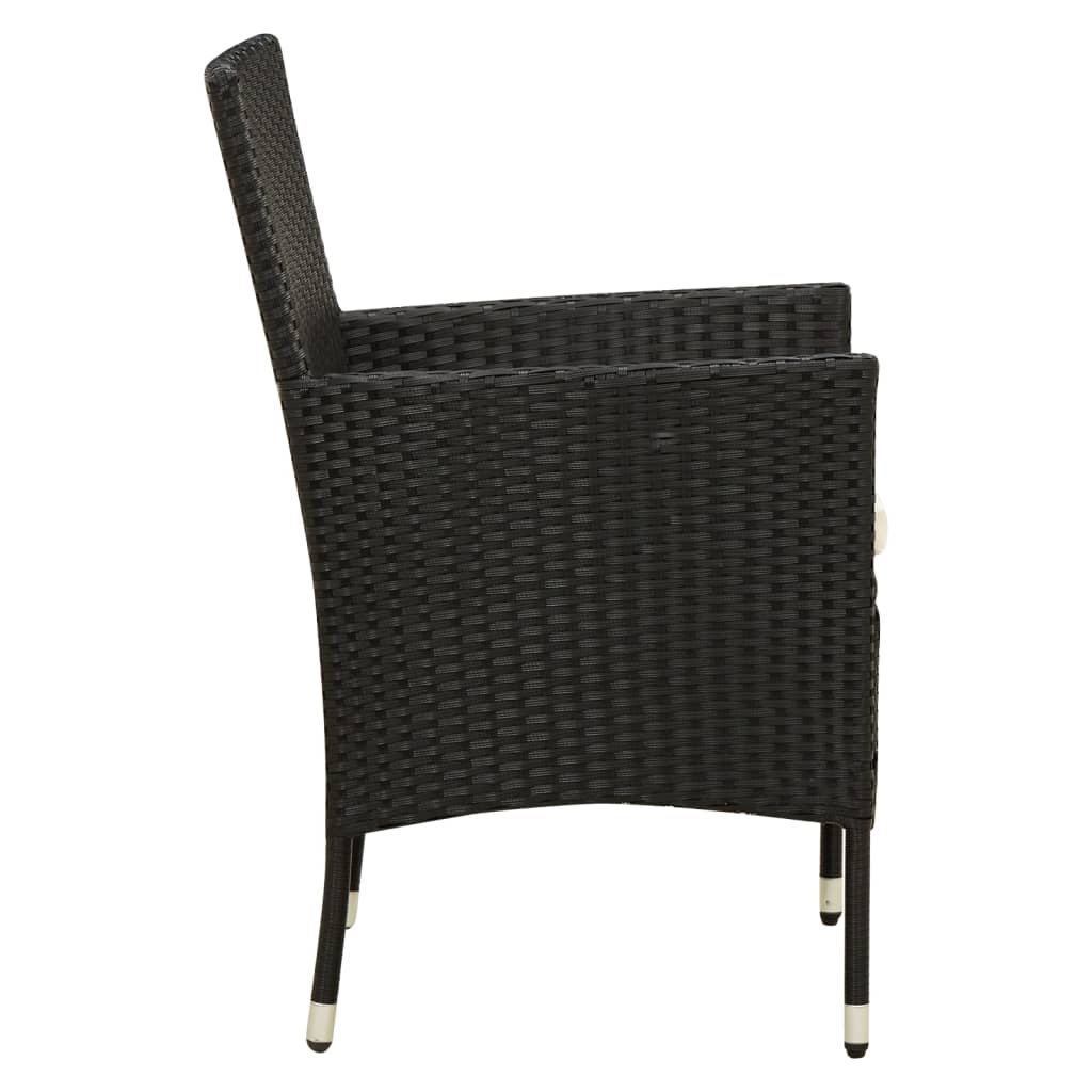 Set Mobili da Giardino 5 pz con Cuscini in Polyrattan Nero 3094827