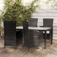 Set Mobili da Giardino 5 pz con Cuscini in Polyrattan Nero 3094827