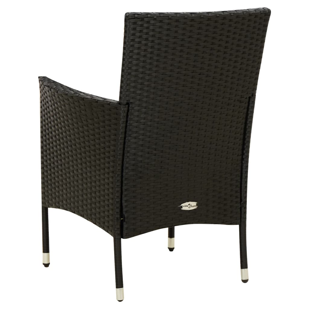 Set Mobili da Giardino 5 pz con Cuscini in Polyrattan Nero 3094835