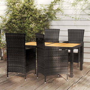 Set Mobili da Giardino 5 pz con Cuscini in Polyrattan Nero 3094835