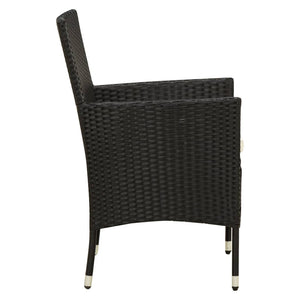 Set Mobili da Giardino 7 pz con Cuscini in Polyrattan Nero 3094836