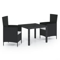 Set Mobili da Giardino 3 pz con Cuscini in Polyrattan Nero 3094841