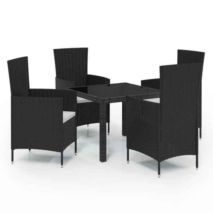 Set Mobili da Giardino 5 pz con Cuscini in Polyrattan Nero cod mxl 48680