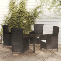 Set Mobili da Giardino 5 pz con Cuscini in Polyrattan Nero cod mxl 48680