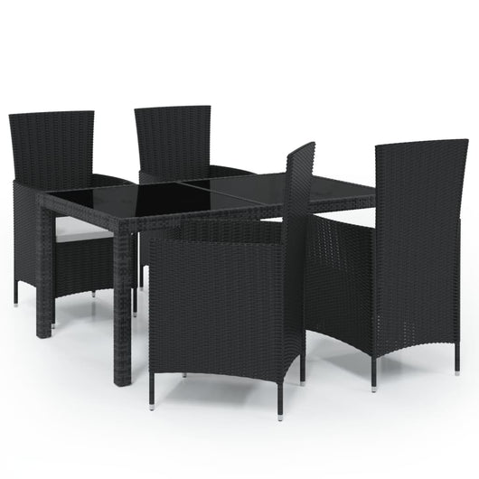 Set Mobili da Giardino 5 pz con Cuscini in Polyrattan Nero cod mxl 38539