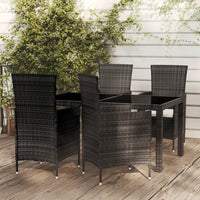 Set Mobili da Giardino 5 pz con Cuscini in Polyrattan Nero cod mxl 38539