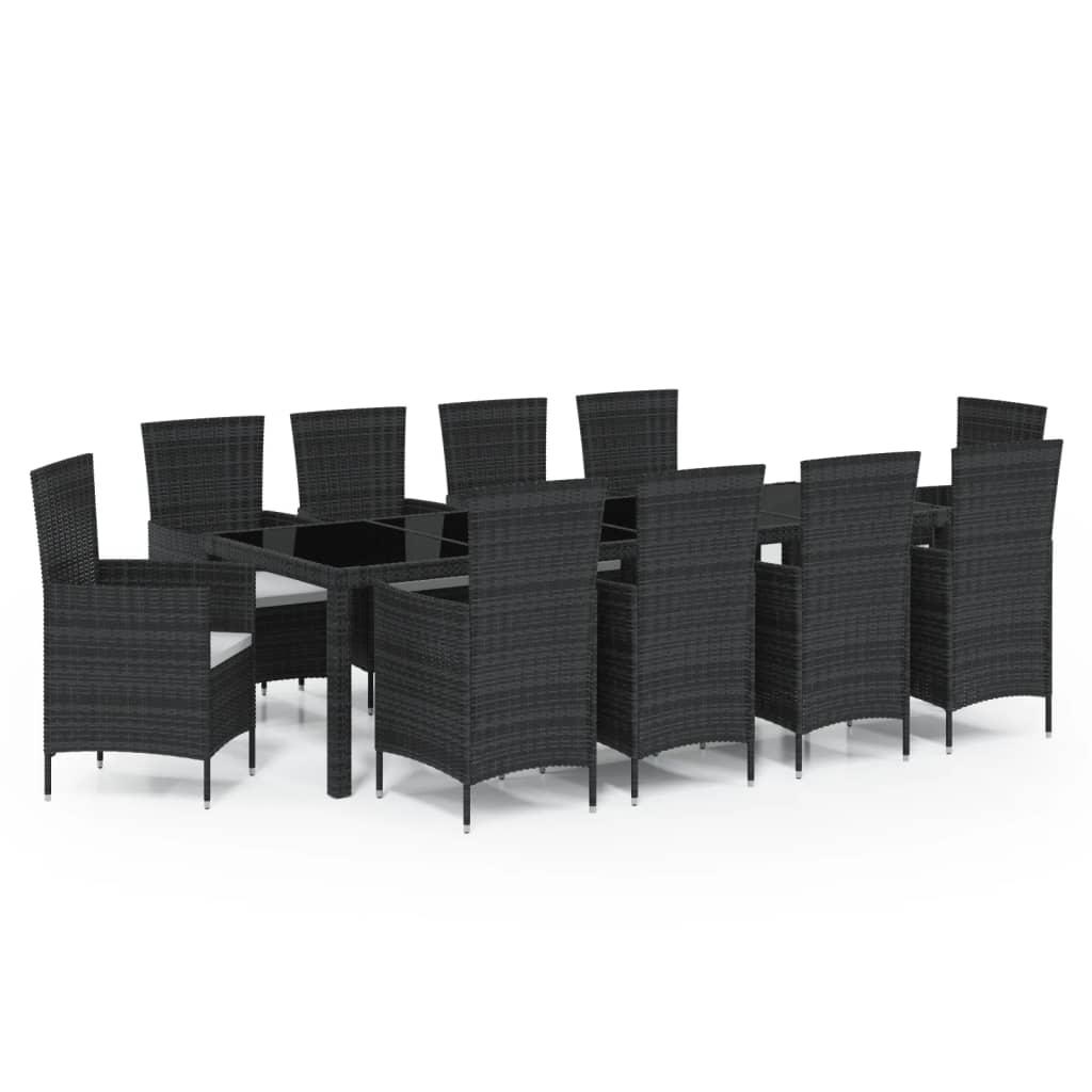 Set Mobili da Giardino 11 pz con Cuscini in Polyrattan Nero cod mxl 42001