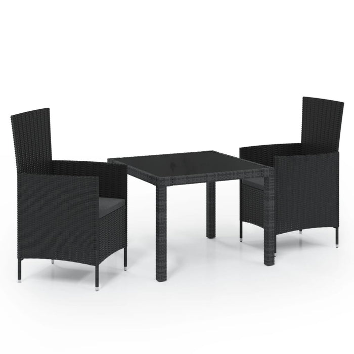 Set Mobili da Giardino 3 pz con Cuscini in Polyrattan Nero cod mxl 38541