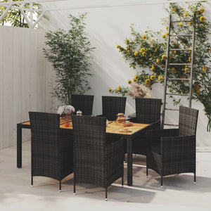 Set Mobili da Giardino 7 pz con Cuscini in Polyrattan Nero cod mxl 71723