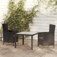 Set Mobili da Giardino 3 pz con Cuscini in Polyrattan Nero cod mxl 42005