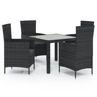 Set da Pranzo da Giardino 5 pz con Cuscini in Polyrattan Nero 3094866