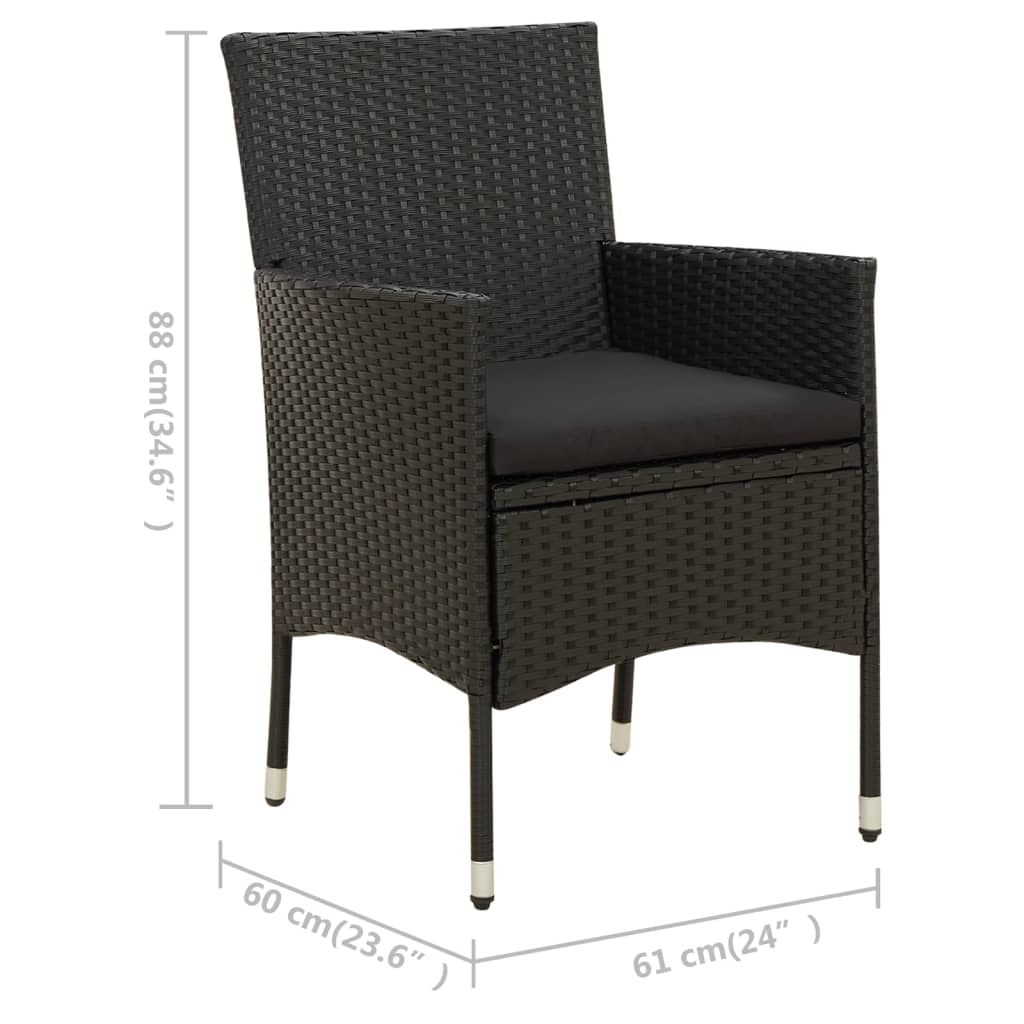 Set da Pranzo da Giardino 5 pz con Cuscini in Polyrattan Nero 3094866