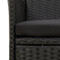 Set Mobili da Giardino 9 pz con Cuscini in Polyrattan Nero cod mxl 38557