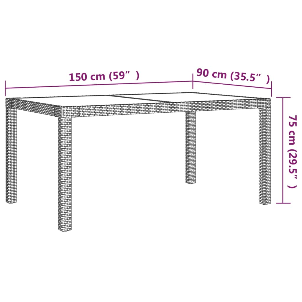 Set da Pranzo da Giardino 5 pz con Cuscini in Polyrattan Grigio cod mxl 38553