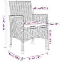 Set da Pranzo da Giardino 5 pz con Cuscini in Polyrattan Grigio cod mxl 38553