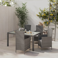 Set da Pranzo da Giardino 5 pz con Cuscini in Polyrattan Grigio cod mxl 38553