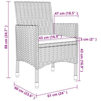 Set da Pranzo da Giardino 7 pz con Cuscini in Polyrattan Grigio cod mxl 38558