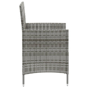 Set da Pranzo per Esterni 3 pz con Cuscini in Polyrattan Grigio cod mxl 38549