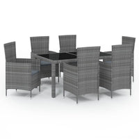 Set da Pranzo da Giardino 7 pz con Cuscini in Polyrattan Grigio cod mxl 42004