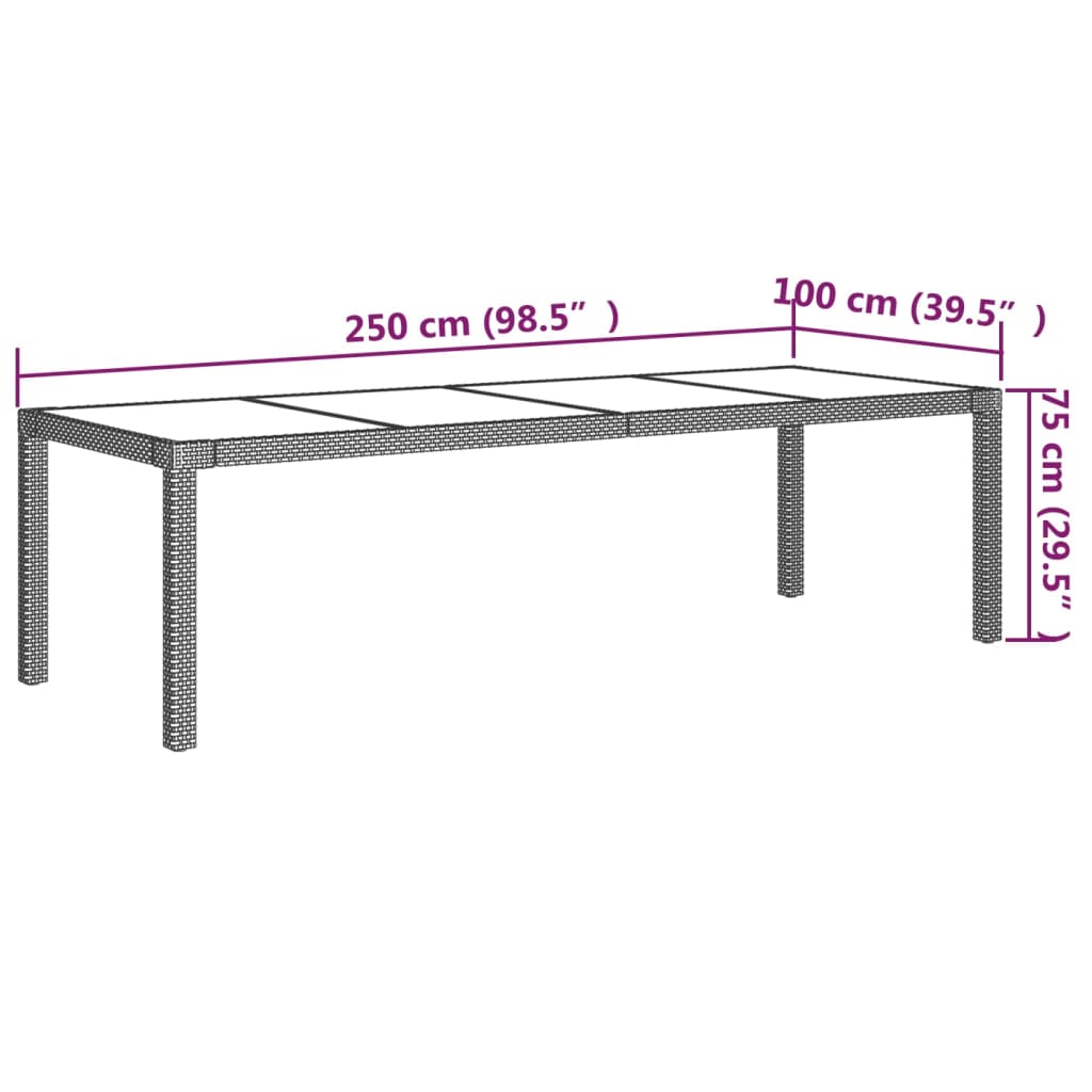 Set da Pranzo da Giardino 9 pz con Cuscini in Polyrattan Grigio cod mxl 39916