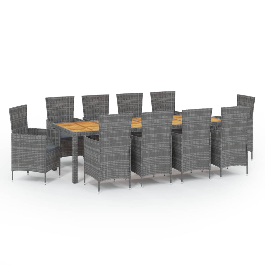 Set da Pranzo da Giardino 11 pz con Cuscini Polyrattan Grigio cod mxl 71728